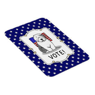 Magnet Flexible Votez ! Vieux anglais Sheepdog Grey 1 mignon polit