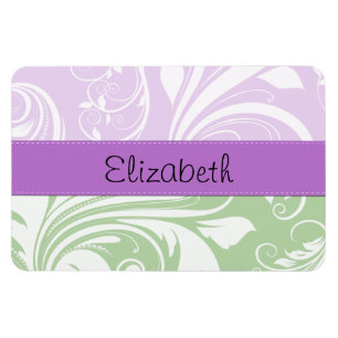 Magnet Flexible Votre Nom - Damas, Ornements, Fils - Vert