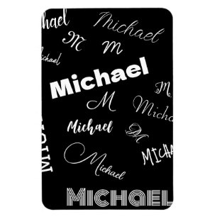 Magnet Flexible Votre nom et monogramme motif personnalisé noir