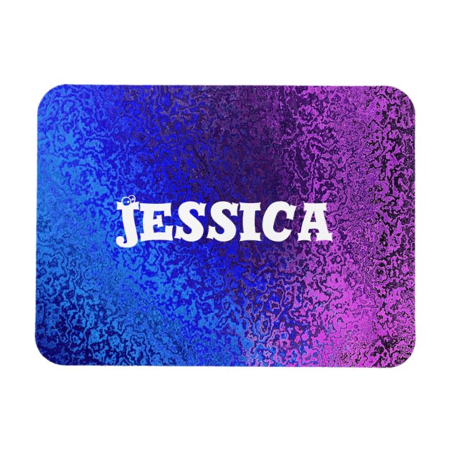 Magnet Flexible Votre nom Nuances de bleu & violet (Horizontal)