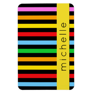 Magnet Flexible Votre nom - rayures, lignes parallèles - bleu