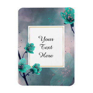 Magnet Flexible Votre texte personnalisé - Fleurs bleu-vert Person