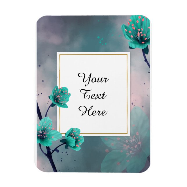 Magnet Flexible Votre texte personnalisé - Fleurs bleu-vert Person (Vertical)