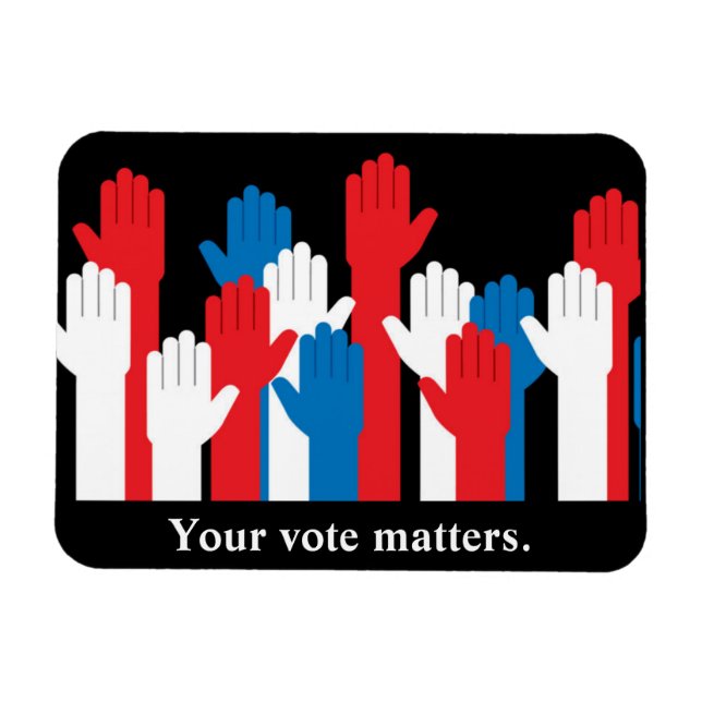 Magnet Flexible Votre vote compte les mains patriotiques (Horizontal)
