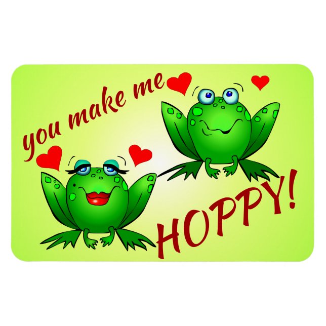 Magnet Flexible Vous Me Rendez Heureux Grenouilles Vertes Mignonne (Horizontal)