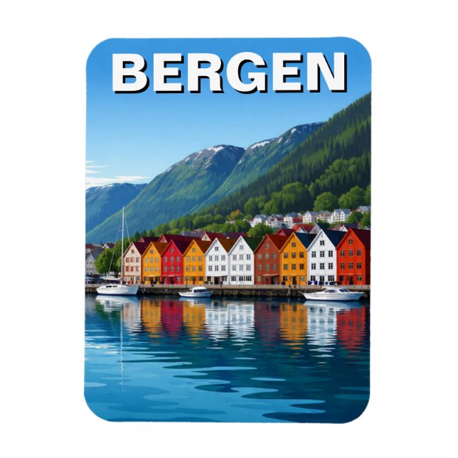 Magnet Flexible Voyage à Bergen en Norvège (Vertical)