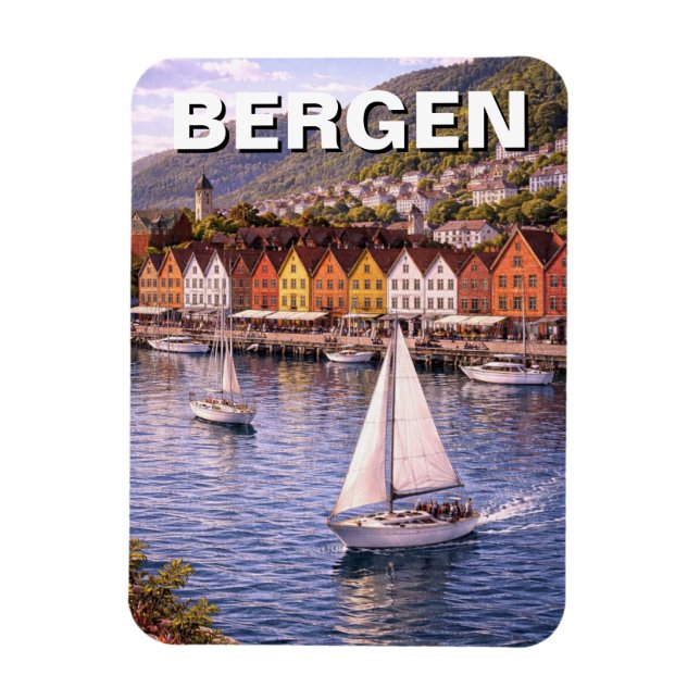 Magnet Flexible Voyage à Bergen en Norvège (Vertical)