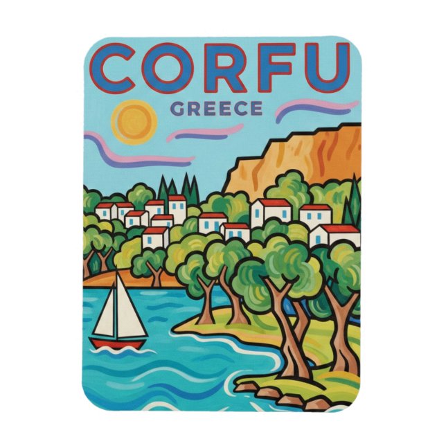 Magnet Flexible Voyage à Corfou en Grèce (Vertical)
