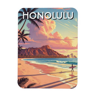 Magnet Flexible Voyage à Honolulu Waikiki Beach Oahu Hawaii