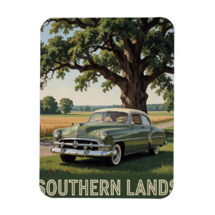 Magnet Flexible 🌳 Voyage à la Campagne en Voiture Classique Rétro
