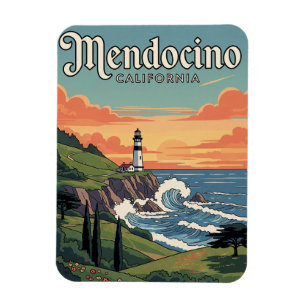 Magnet Flexible Voyage à Mendocino en Californie Vintage