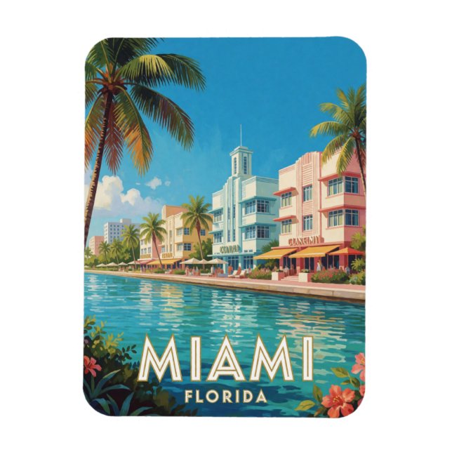 Magnet Flexible Voyage à Miami Floride Art Déco  (Vertical)