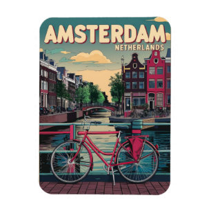 Magnet Flexible Voyage Amsterdam hollande vélos cadeaux vintage 