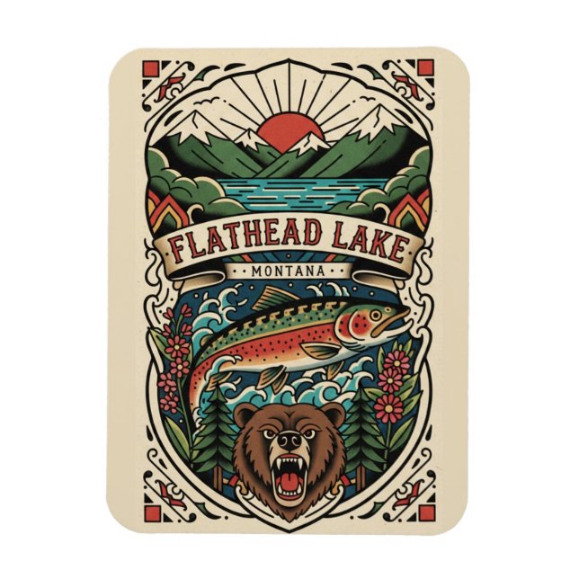 Magnet Flexible Voyage au lac Flathead Montana (Vertical)