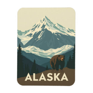 Magnet Flexible Voyage dans l'Alaska sauvage vintage