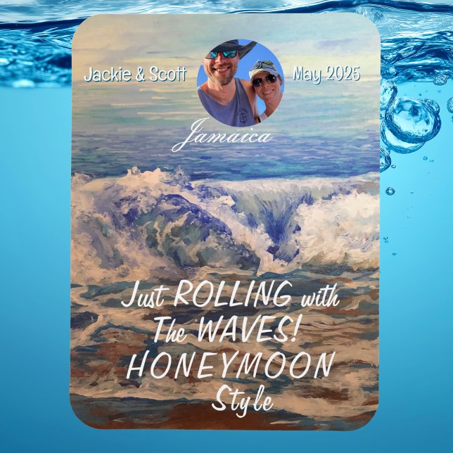 Magnet Flexible Voyage de miel croisière bleu PERSONNALISER Photo  (This Design is created for the honeymooners, Personalize)