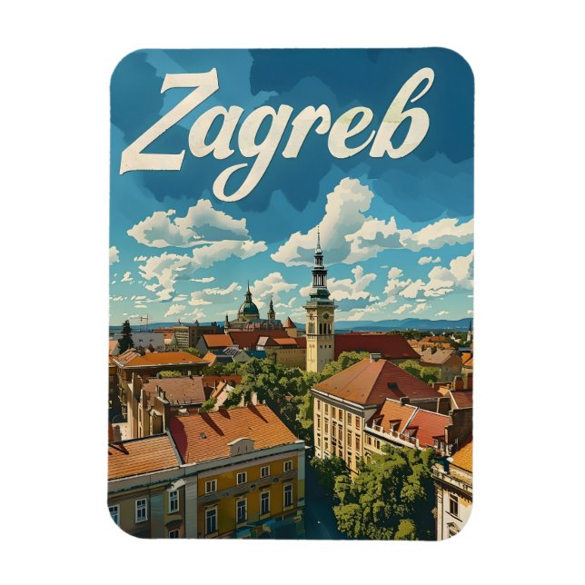Magnet Flexible Voyage de Zagreb Vintage (Vertical)