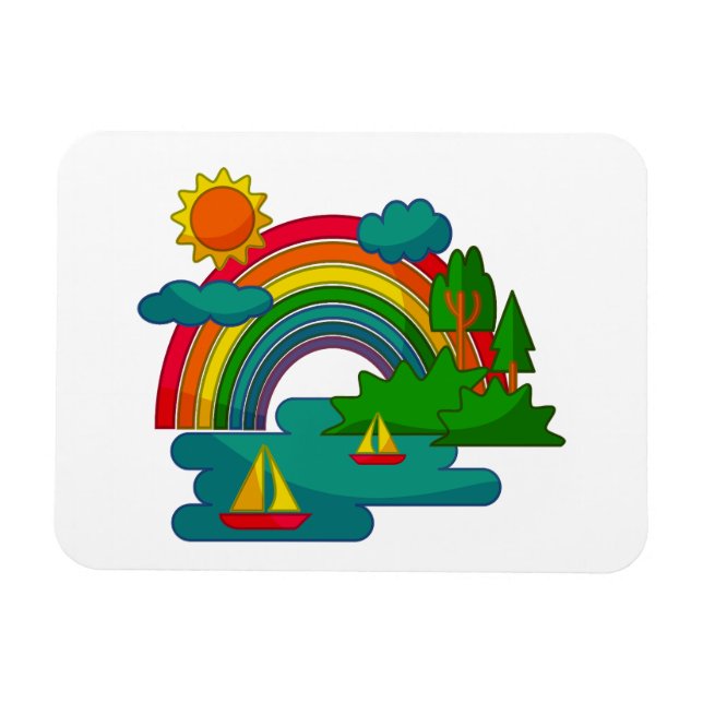 Magnet Flexible Voyage en bateau sous les nuages du soleil et l'ar (Horizontal)