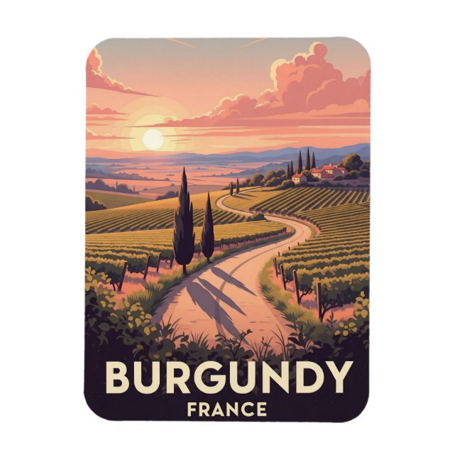 Magnet Flexible Voyage en Bourgogne vintage (Vertical)
