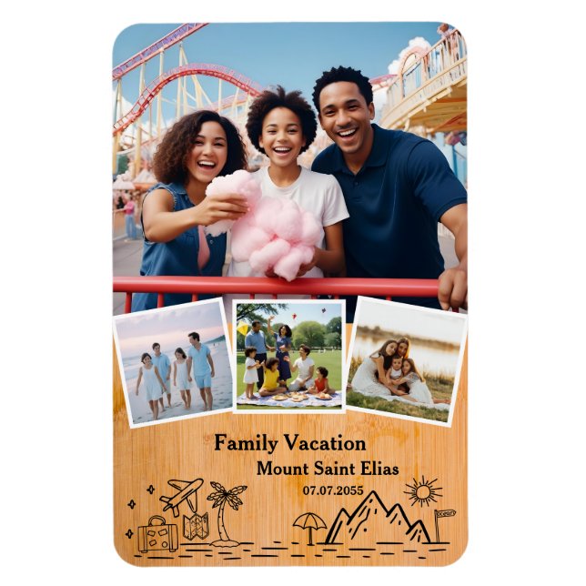 Magnet Flexible Voyage en famille sur mesure 4 cadres photo (Vertical)