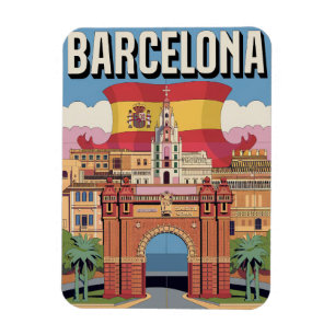 Magnet Flexible Voyage Espagne vintage barcelone Arc de Triomf cad