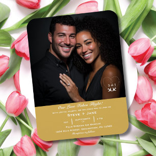 Magnet Flexible Voyage Mariage Or Élégant Photo Personnalisé