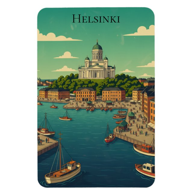 Magnet Flexible Voyage minimal rétro Helsinki Finlande (Vertical)