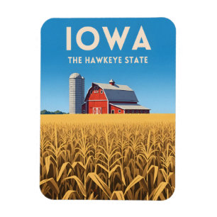 Magnet Flexible Voyage Rétro Iowa Paysage Agricole Rétro du Cœur d