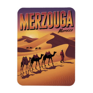 Magnet Flexible Voyage rétro Merzouga sahara à dos de chameau maro