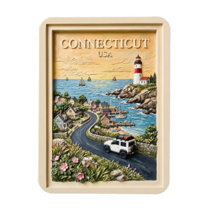 Magnet Flexible Voyage Rétro sur la Route du Phare de la Côte du C