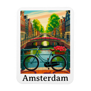 Magnet Flexible Voyage Rétro Vintage Amsterdam Hollande Ville du C