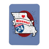 Voyage routier 24 Missouri - aimant (bleu / marron