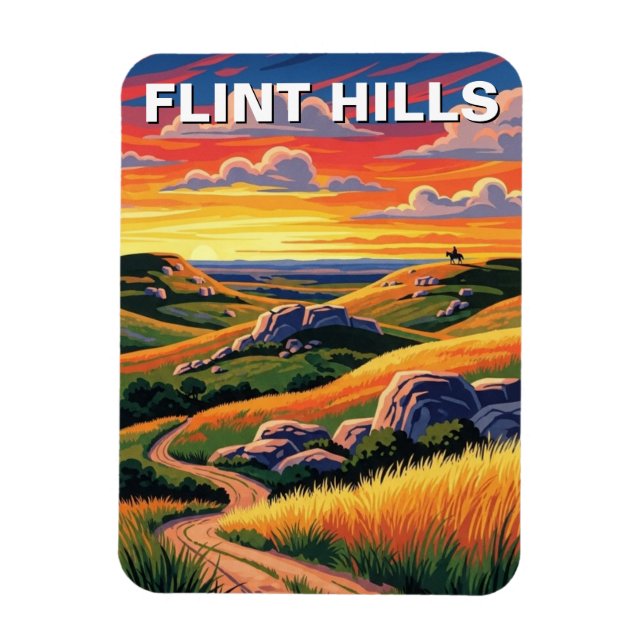 Magnet Flexible Voyage Souvenir des collines de Flint au Kansas (Vertical)