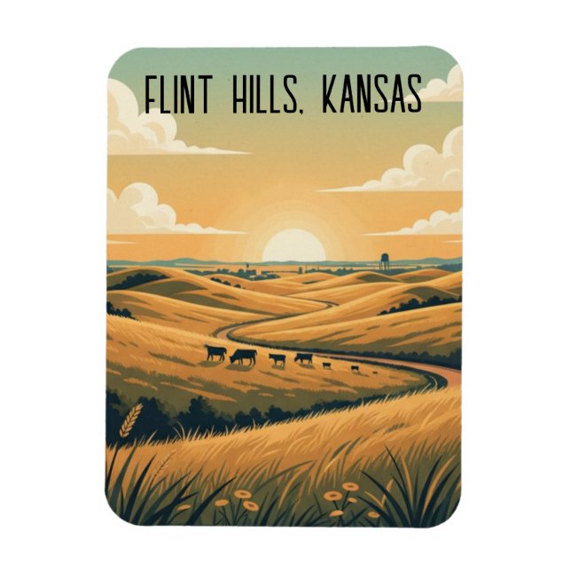 Magnet Flexible Voyage Souvenir des collines de Flint du Kansas (Vertical)