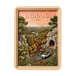 Magnet Flexible Voyage sur la route de l'Indiana à travers la natu