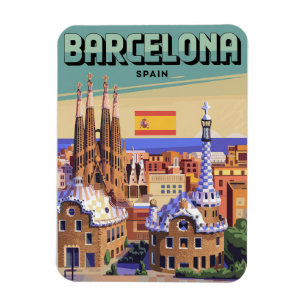 Magnet Flexible Voyage vintage barcelona sagrada familia cadeaux