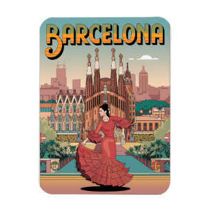 Magnet Flexible Voyage vintage barcelone sagrada familia cadeaux