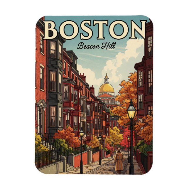 Magnet Flexible Voyage vintage Boston Beacon Hill (Vertical)