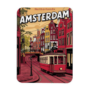 Magnet Flexible Voyagez à Amsterdam, cadeaux vintage tramway de Ho