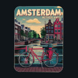 Magnet Flexible Voyagez Amsterdam vallons et vélos cadeaux vintage<br><div class="desc">Amsterdam, capitale de la Pays-Bas, est célèbre pour ses canaux pittoresques, sa culture vivante et sa riche histoire. Que vous aimiez l'architecture charmante, les vélos ou les tulipes colorées, vous pourrez apporter un morceau d'Amsterdam dans votre vie. Customisez des cartes postales, des magnets et d'autres produits avec de belles images...</div>