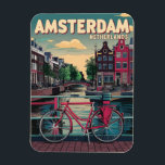 Magnet Flexible Voyagez Amsterdam vallons et vélos cadeaux vintage<br><div class="desc">Amsterdam, capitale de la Pays-Bas, est célèbre pour ses canaux pittoresques, sa culture vivante et sa riche histoire. Que vous aimiez l'architecture charmante, les vélos ou les tulipes colorées, vous pourrez apporter un morceau d'Amsterdam dans votre vie. Customisez des cartes postales, des magnets et d'autres produits avec de belles images...</div>