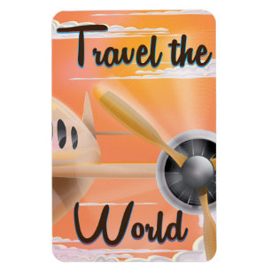 Magnet Flexible Voyagez dans le monde Affiche d'avion classique So