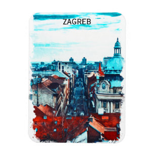 Magnet Flexible Vue Cityscape de Zagreb Croatie