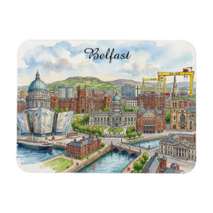 Magnet Flexible Vue de la ville de Belfast en Irlande du Nord, aqu
