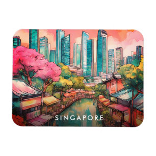 Magnet Flexible Vue de la ville de Singapour colorée
