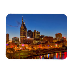 Magnet Flexible Vue de l'horizon de la ville à la tombée de la nui