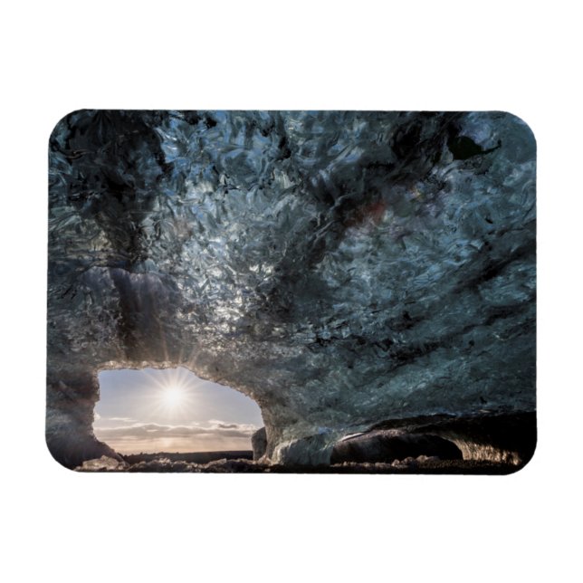Magnet Flexible Vue d'une grotte de glace, Islande (Horizontal)