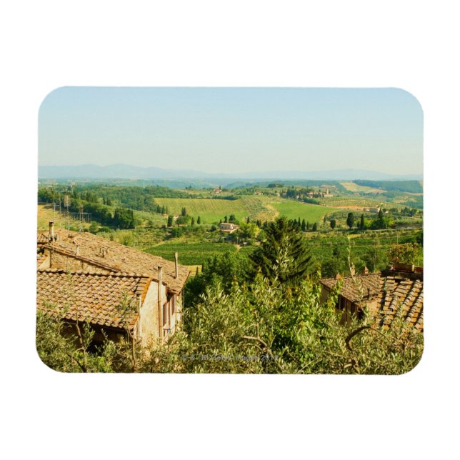 Magnet Flexible Vue en grand angle des maisons avec vignoble dans (Horizontal)