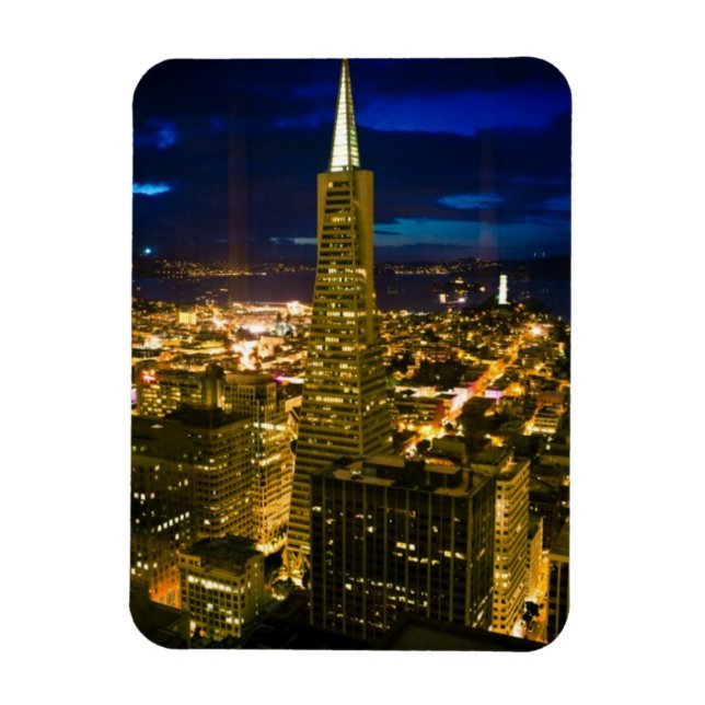 Magnet Flexible Vue nocturne sur San Francisco. (Vertical)
