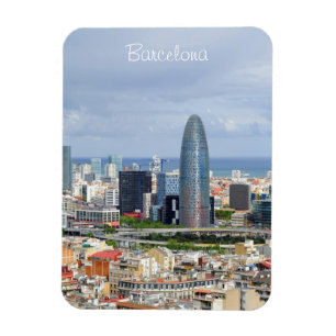 Magnet Flexible Vue panoramique de Barcelone par un jour de printe